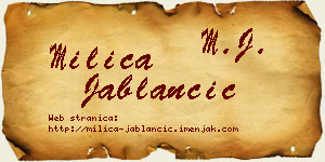 Milica Jablančić vizit kartica